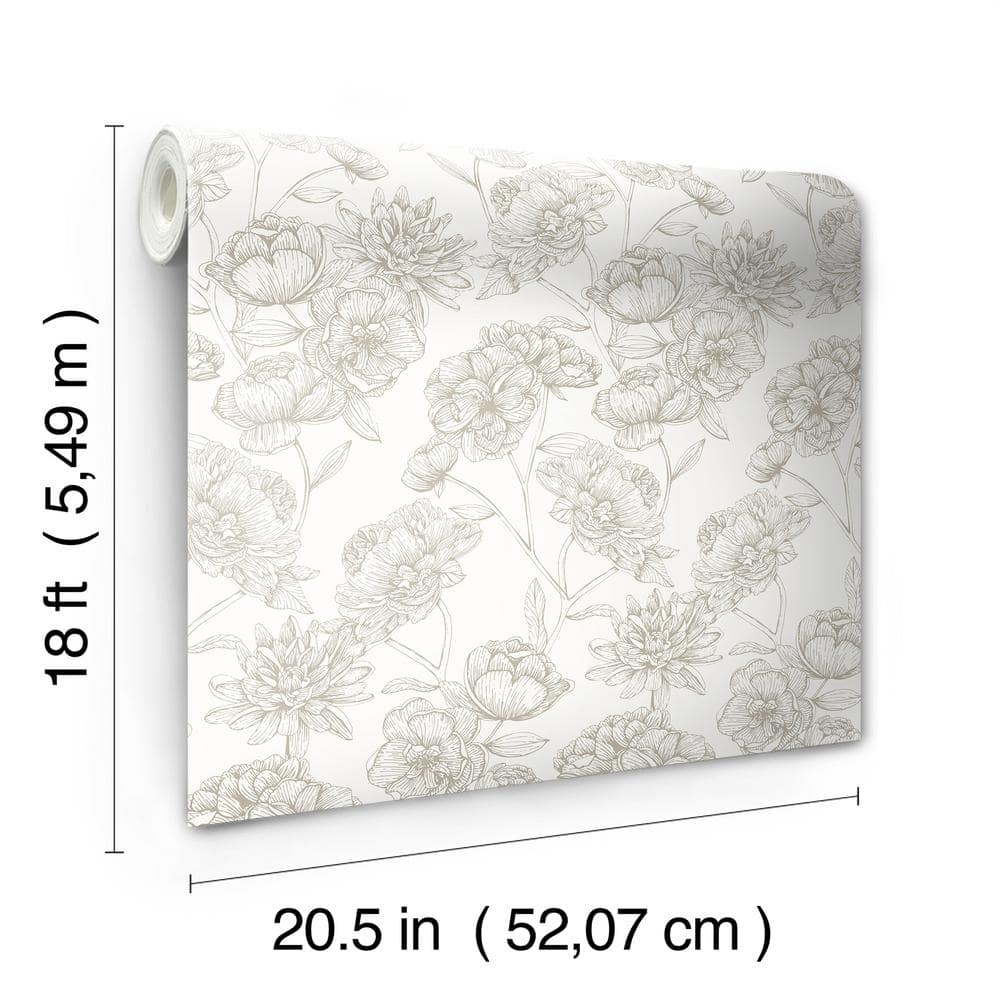 Cream and Gold Floral Self-Adhesive Peel and Stick Wallpaper