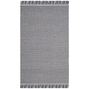 Montauk Ivory/Navy 3 ft. x 5 ft. Multi-Striped Solid Area Rug
