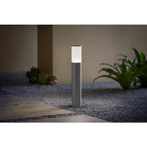 Hartford 20 in. 60-Watt Equivalent LED Low Voltage Smart Outdoor Bollard Light with Aluminum Finish Powered by Hubspace