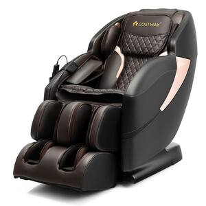 Brown Faux Leather Heated Zero Gravity Massage Chairs with