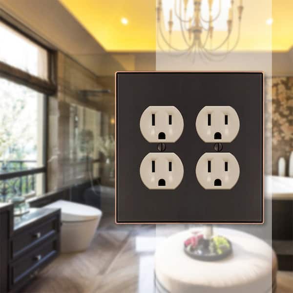 Ansley 2 Gang Duplex Metal Wall Plate - Aged Bronze
