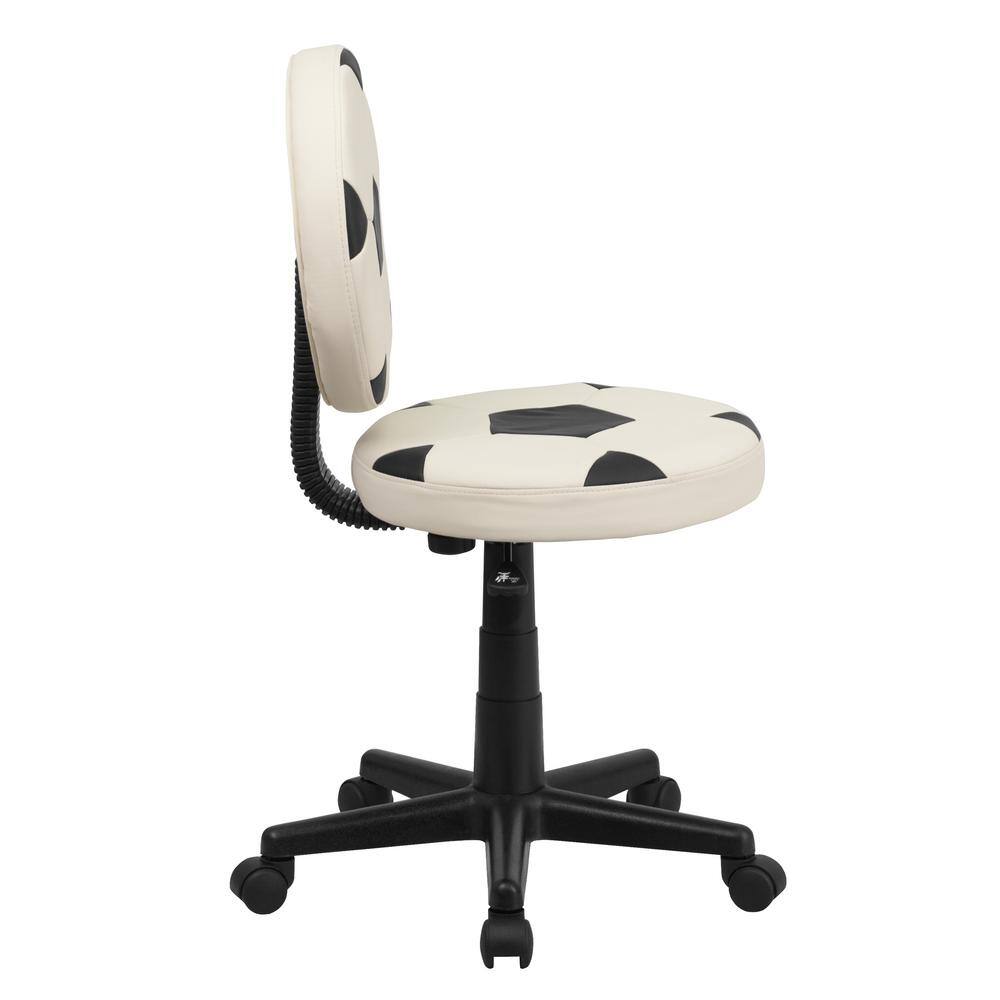 Soccer Ball Swivel Task Chair in Black and White Vinyl