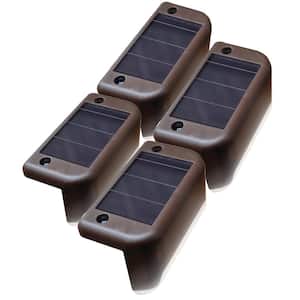 Brown Integrated LED Solar Powered Deck Rail Light (4-pack)