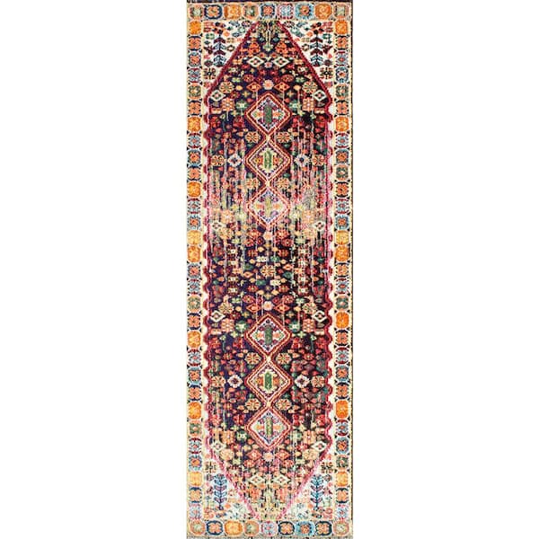 Meadow Vintage Vibrant Black 3 ft. x 12 ft. Runner Rug