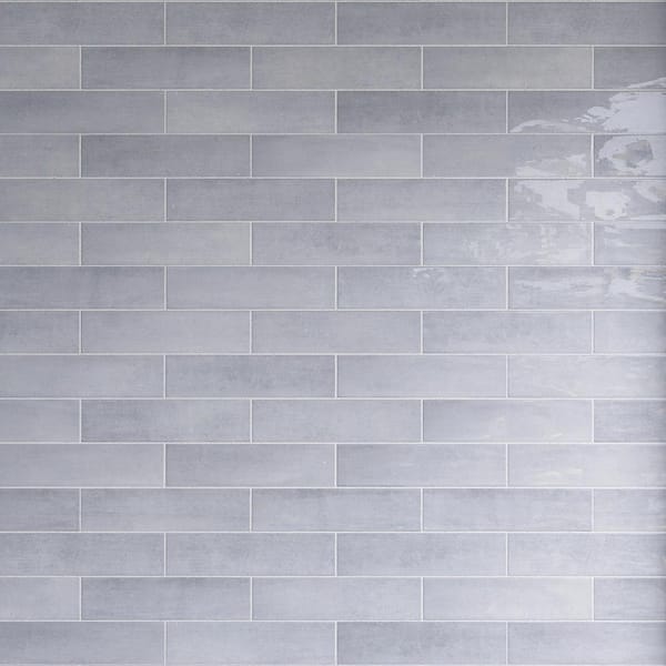 MOLOVO Cyra Grey 2.95 in. x 11.81 in. Polished Ceramic Subway Tile Sample