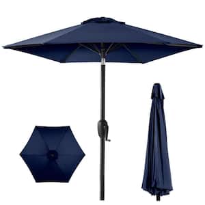 7.5 ft. Steel Market Table Patio Umbrella with Push Button Tilt and Easy Crank Lift in Navy Blue