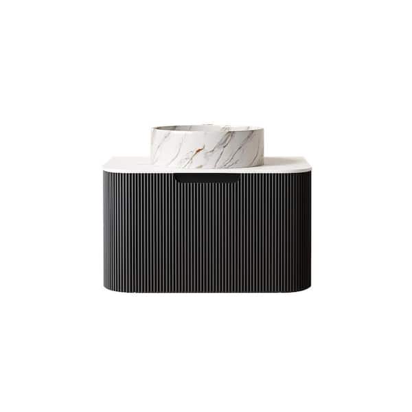 24 in. Wall-Mounted Black Bath Vanity with White Cultured Marble Top Assembled