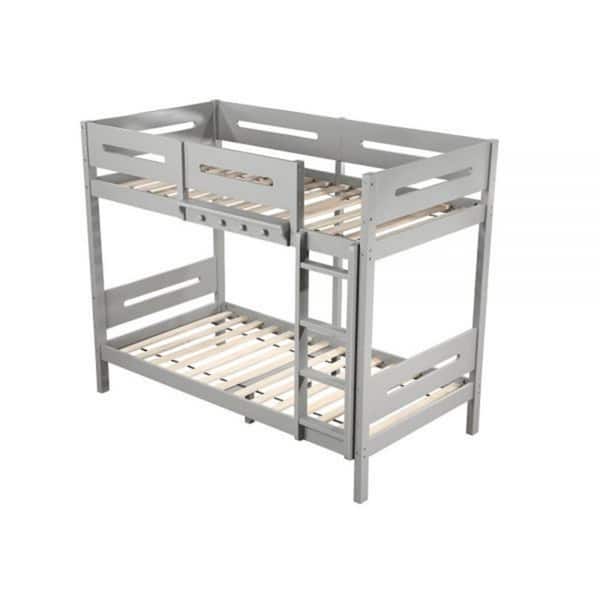Benjara Asin Gray Twin Adjustable Bunk Bed with Ladders
