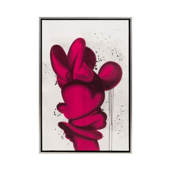 Liv & Skye Silver Framed Pink Mouse Canvas Art Print 47 in. x 32 in.