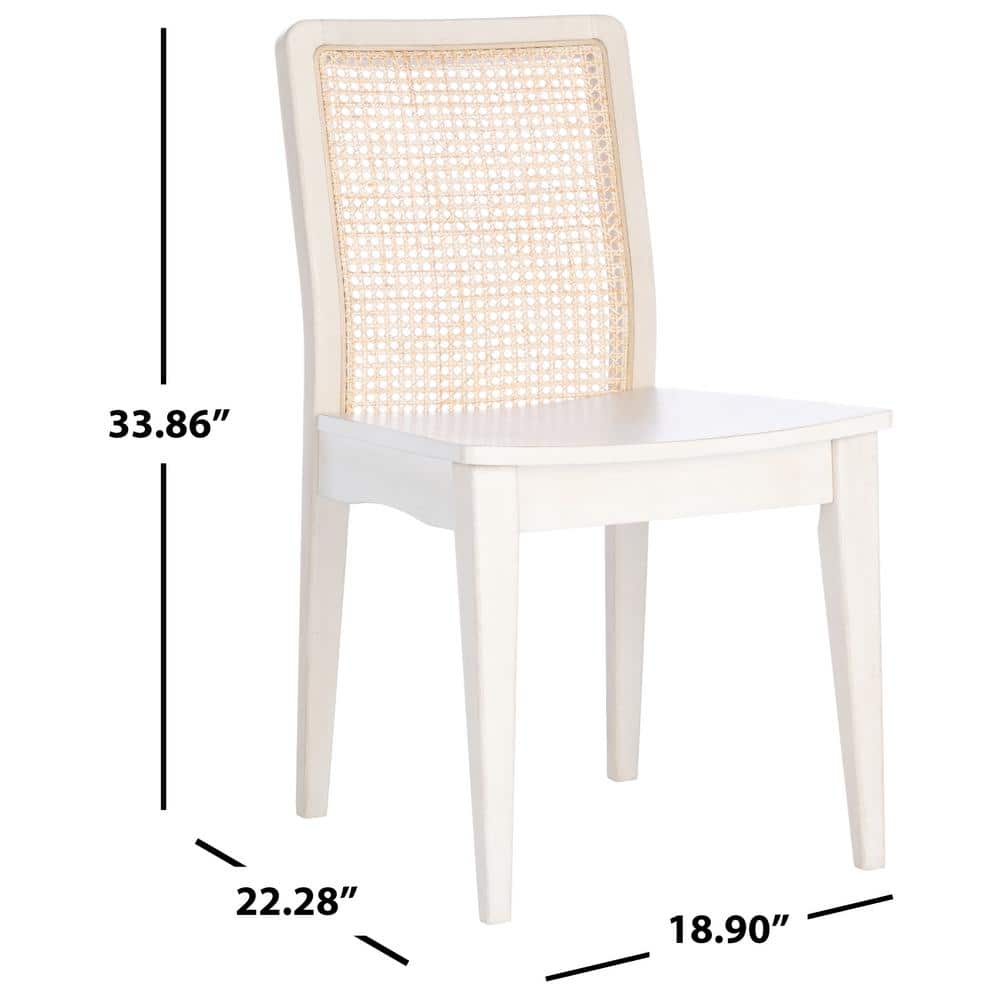 Benicio White and Natural Rattan Coastal Side Chair