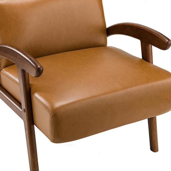 lummus cognac wood frame upholstered accent chair