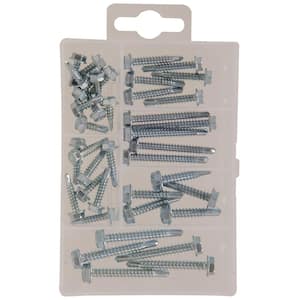 Zinc Hex Washer Hed Self Drilling Screw Assorted Kit (39-Pack)