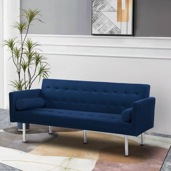 Navy blue velvet on sale sleeper sofa