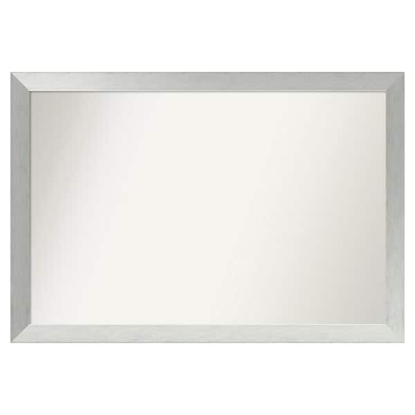 Amanti Art Brushed Sterling Silver 48 in. x 33 in. Custom Non-Beveled Wood Framed Bathroom Vanity Wall Mirror