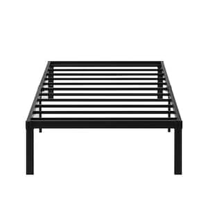 Twin Bed Frames No Box Spring Needed, Heavy Duty Metal Platform with Steel Slat, Easy Assembly, 39 in. W, Black, 6 Legs
