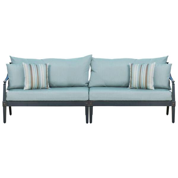 RST Brands Astoria 2-Piece Patio Sofa with Bliss Blue Cushions