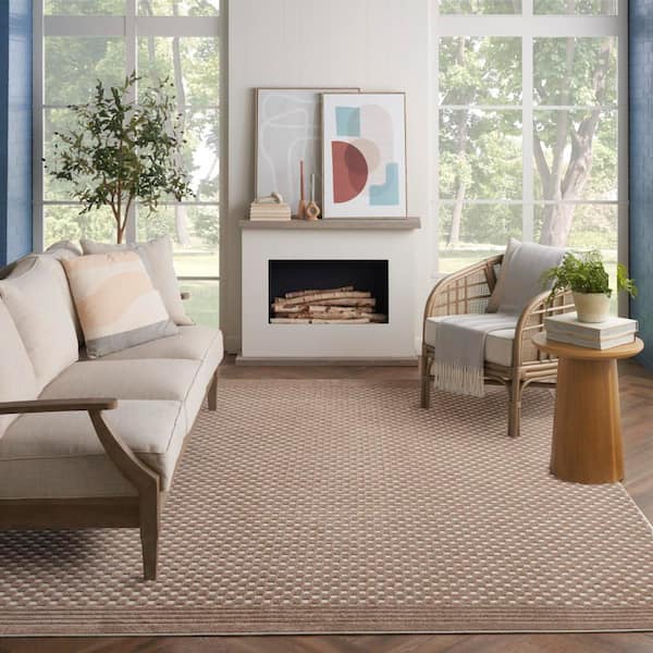 Casual Brown 8 ft. x 10 ft. Checker Contemporary Area Rug