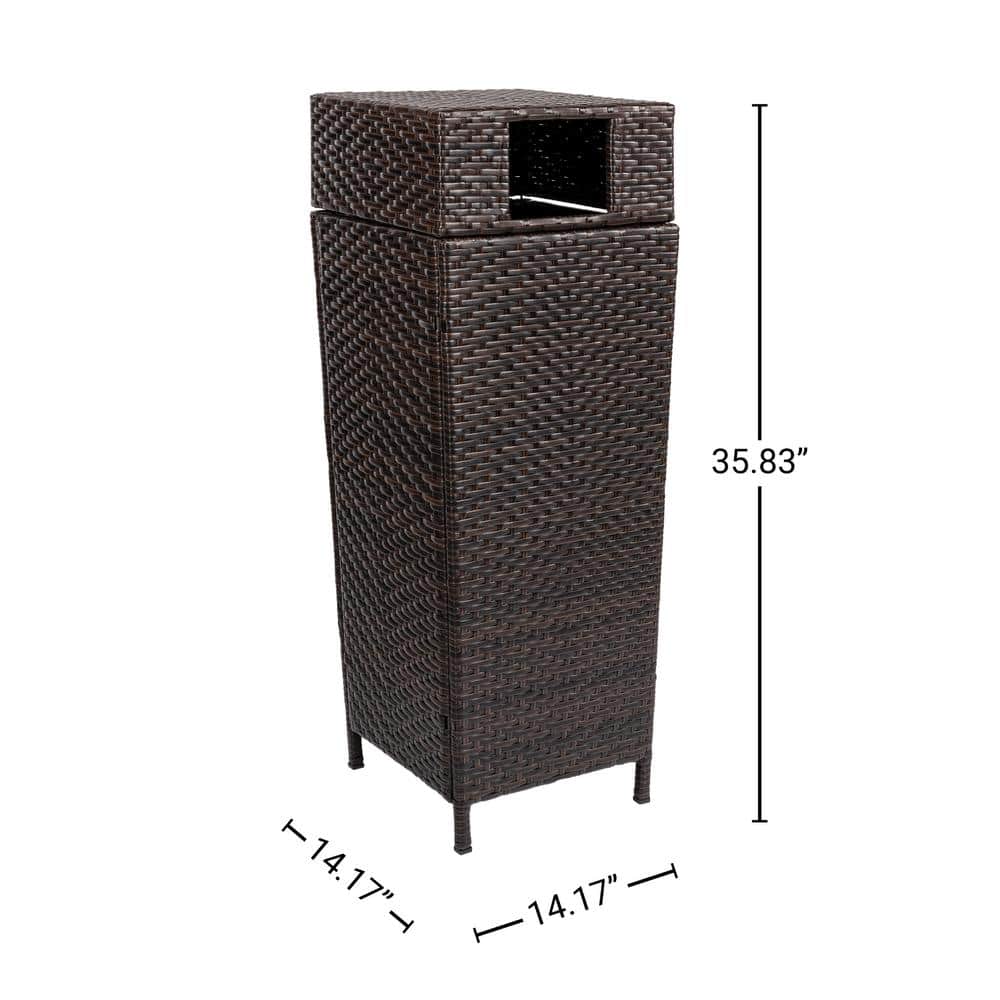Keaton Brown 24.13-Gallon Wicker and Metal Outdoor Trash Can