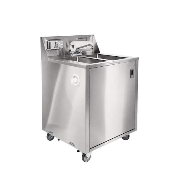 Ancaster Food Equipment 32 in. x 29.25 in. Stainless Steel Double Basin Portable Sink Hand Wash Station Sink AFE-DB101 - The Home Depot