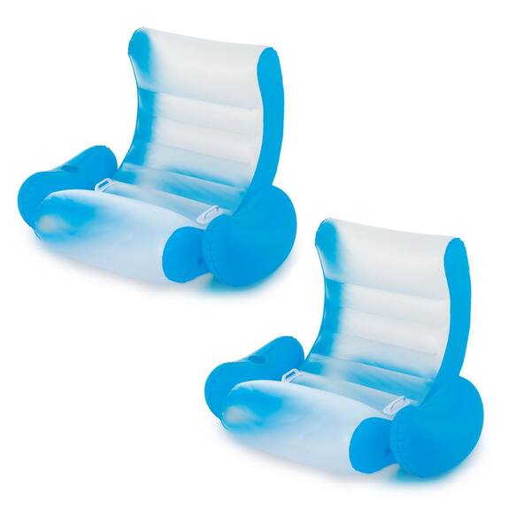 Polygroup Blue Summer Waves Inflatable Pool Rocking Chair Lounge with Aqua Glow LED (2-Pack)