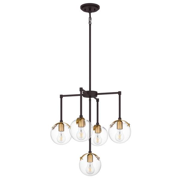 DSI LIGHTING 5-Light Bronze Chandelier with Brushed Gold