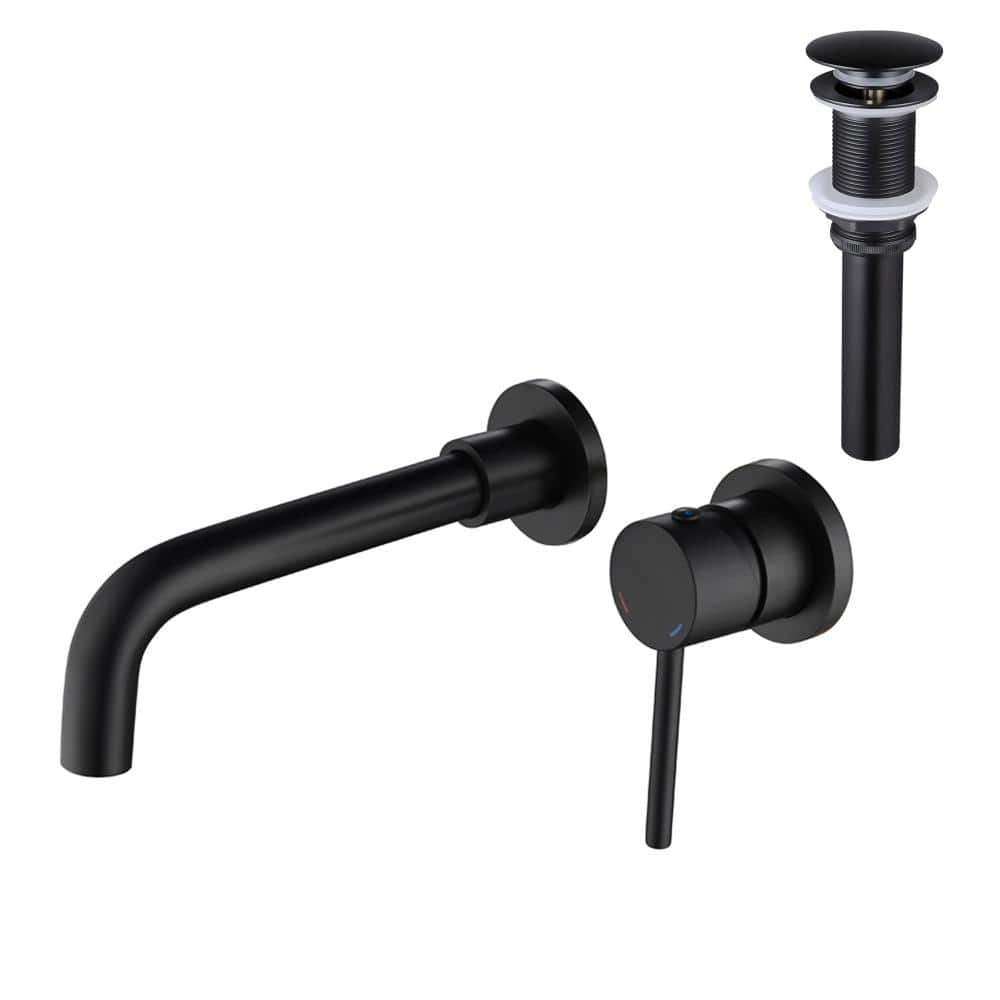 Flynama Wall Mounted Single Handle Bathroom Sink Faucet with Pop