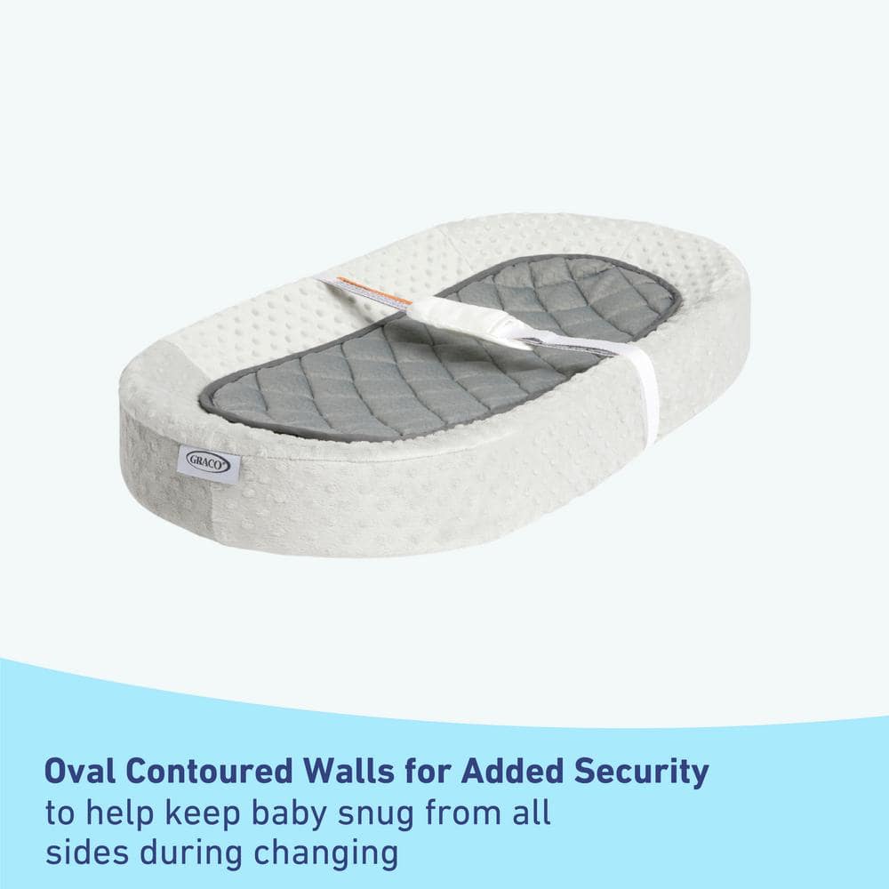 Graco Gray and White Oval Contoured Changing Pad with Cover