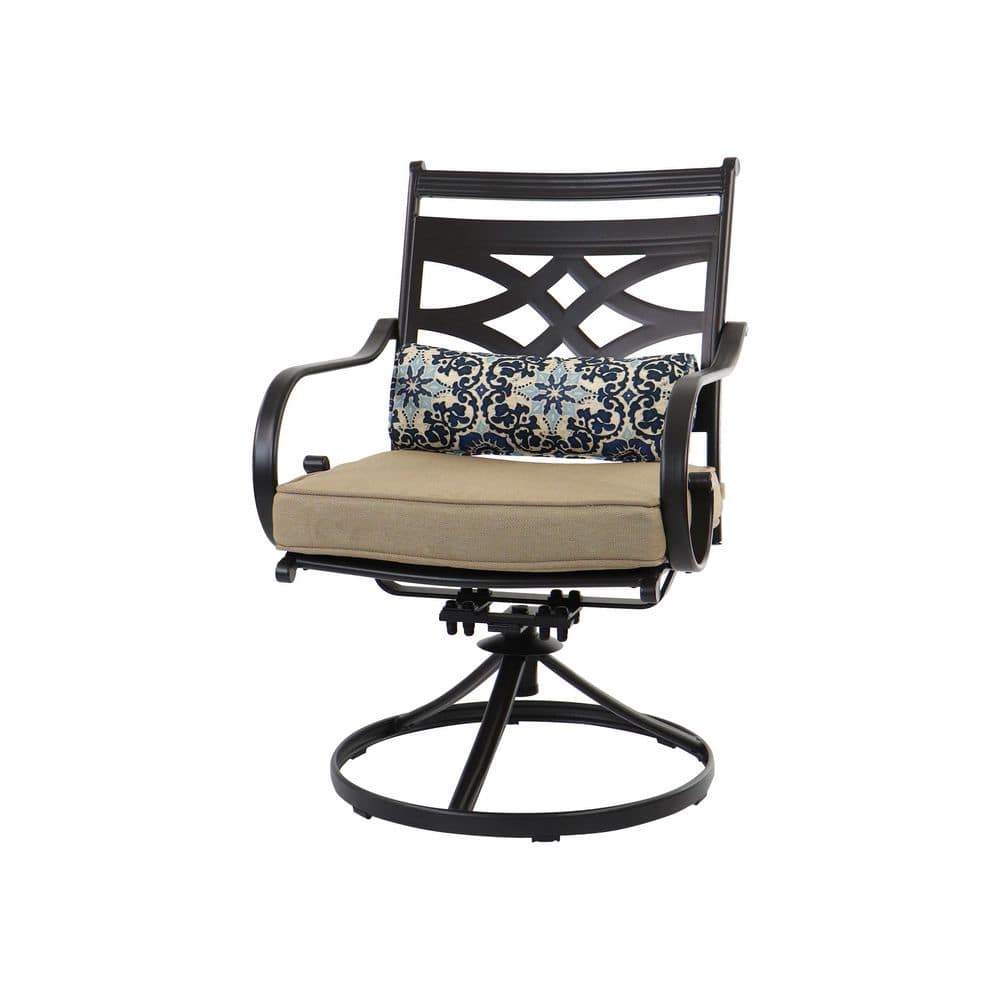 Montclair 7-Piece Tan Cushioned Steel Outdoor Dining Set with Umbrella