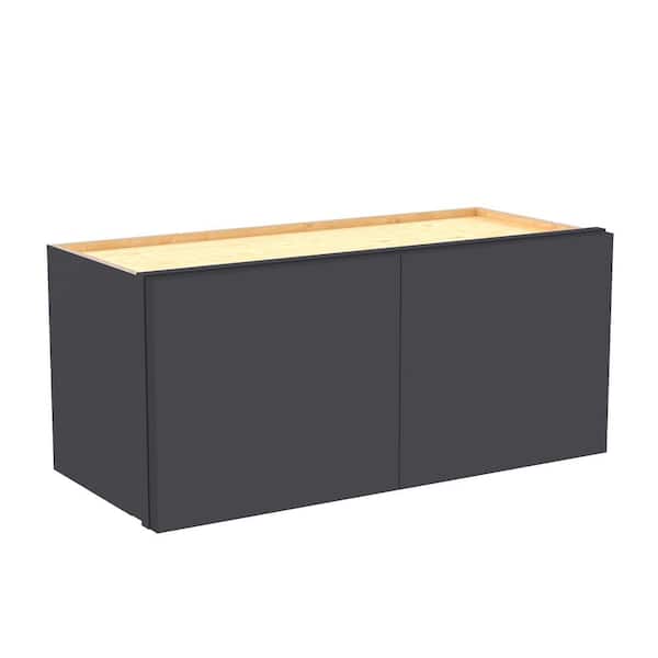 Hargrove 24 in. W x 12 in. D x 12 in. H Assembled Plywood Wall Bridge Kitchen Cabinet in Valiant Onyx with Soft Close