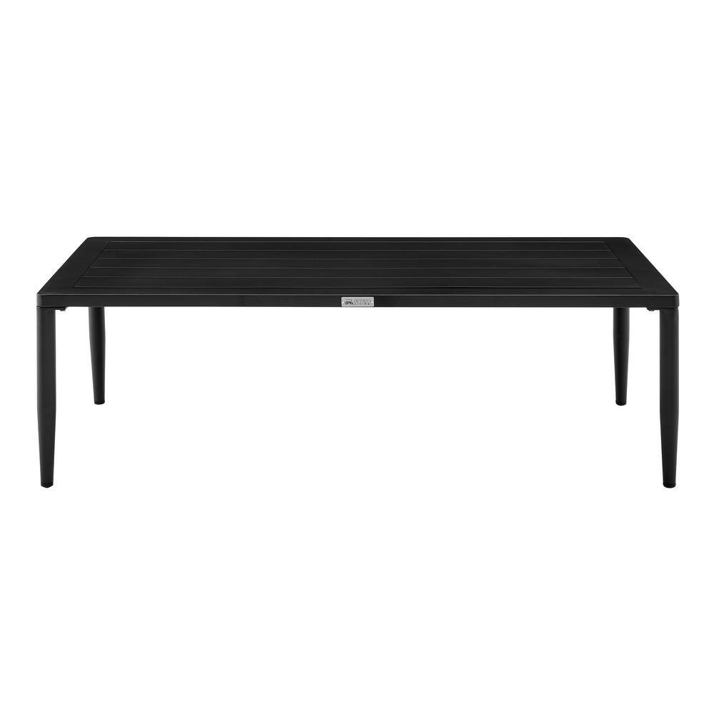Veyda Black Aluminum and Teak Outdoor Coffee Table