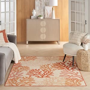 Garden Oasis Coral 6 ft. x 9 ft. Nature-inspired Contemporary Area Rug