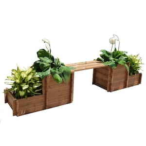 116 in. x 34 in. Wood Bench Planter