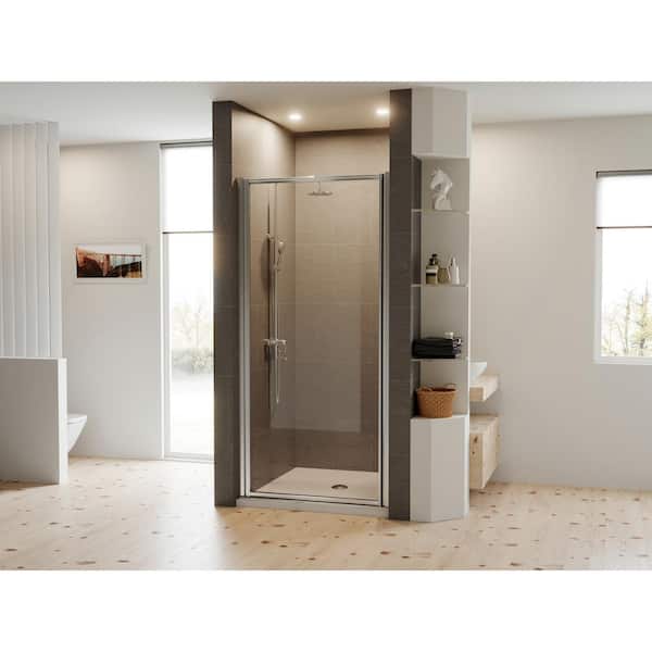 Legend 24.625 in. to 25.625 in. x 69 in. Framed Hinged Shower Door in Chrome with Clear Glass