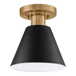 black and brass flush mount