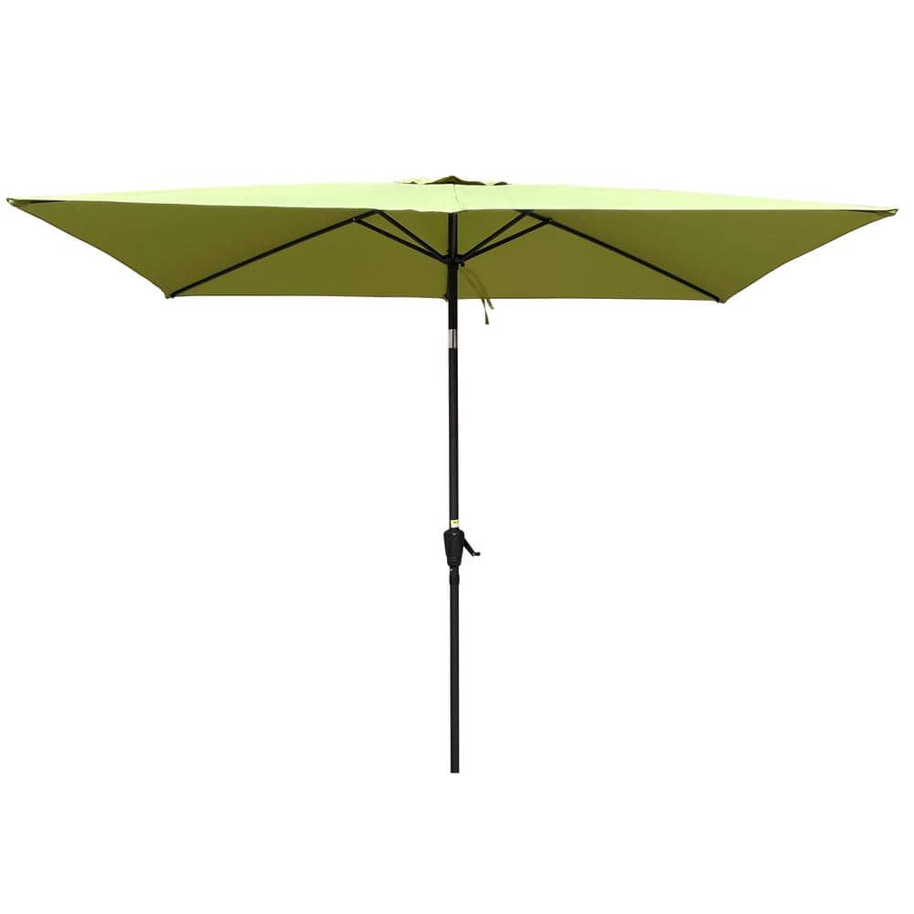 6 ft. x 9 ft. Steel Rectangular Market Outdoor Patio Umbrella with Push Button Tilt and Crank in Lime Green price history on PriceWatchPro