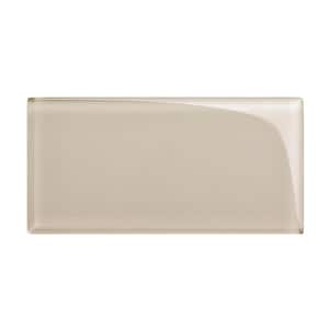 Light Taupe Glass Subway Tile Sample - 3 in. x 6 in. x 8 mm