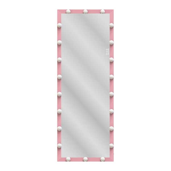 Modern 23.3 in. W x 62.6 in. H Rectangular Pink Metal Frame Wall