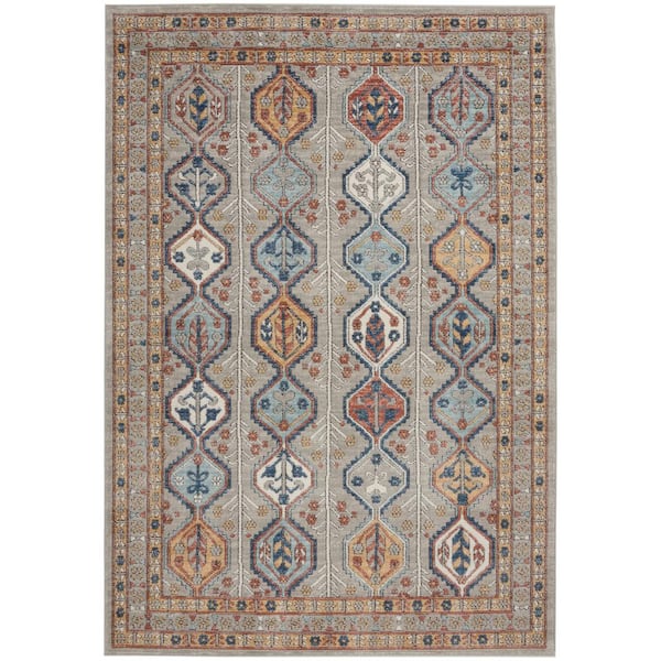 Nourison Concerto Grey/Multi 5 ft. x 7 ft. Border Contemporary Area Rug