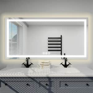 Luminous 72 in. W x 36 in. H Rectangular Frameless LED Mirror Dimmable Defogging Wall-Mounted Bathroom Vanity Mirror