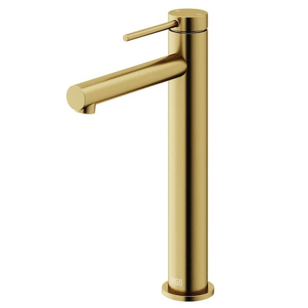 VIGO Jewel 11 in. Single Hole Single Handle Vessel Sink Faucet in Matte Brushed Gold