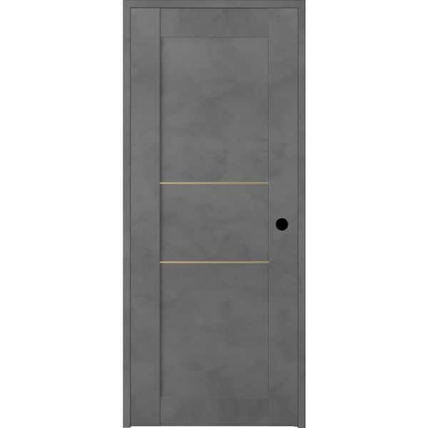Belldinni Vona 07 2H Gold 32 in. x 80 in. Left-Handed Solid Core Dark Urban Textured Wood Single Prehung Interior Door