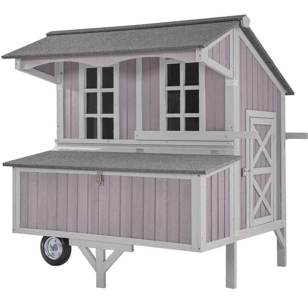 aivituvin Extra-Large Chicken Coop with Big Wheels for 6-8