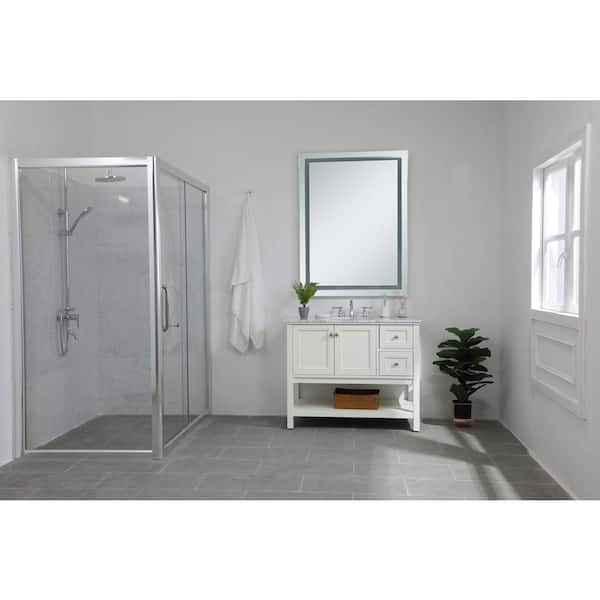 Unbranded 48in H x 36in W Rectangle Silver LED Mirror