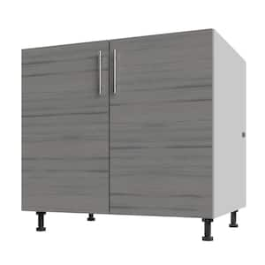 Miami Dark Ash Matte 36 in. x 27 in. x 34.5 in. Flat Panel Stock Assembled Base Kitchen Cabinet Full Height