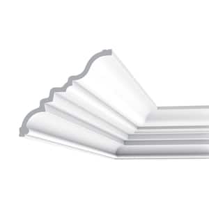 6-1/4 in. x 5-5/8 in. x 78-3/4 in. Primed White Plain Polyurethane Crown Moulding (8-Pack)