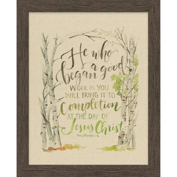 Unbranded GraceLaced "He Who Began A Good Work" by GraceLaced for Carpentree Printed Framed Natural Canvas Wall Art