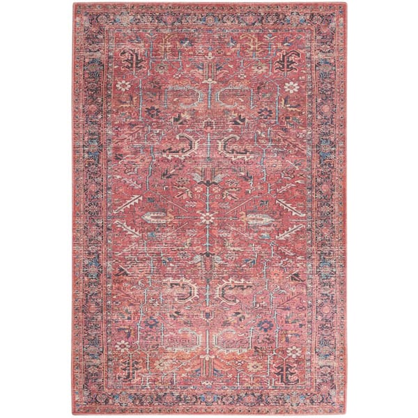 57 GRAND BY NICOLE CURTIS 57 Grand Machine Washable Brick 6 ft. x 9 ft. Bordered Traditional Area Rug