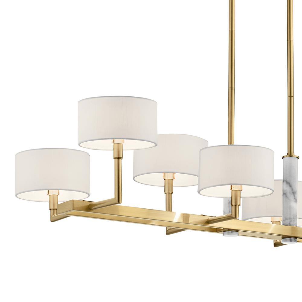 Champagne Gold 8-Light Linear Chandelier with Drum Shades