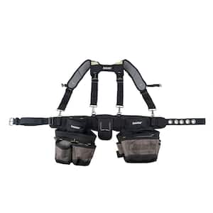 2 Bag Professional High Visibility Contractor's Suspension Rig Work Tool Belt with Suspenders