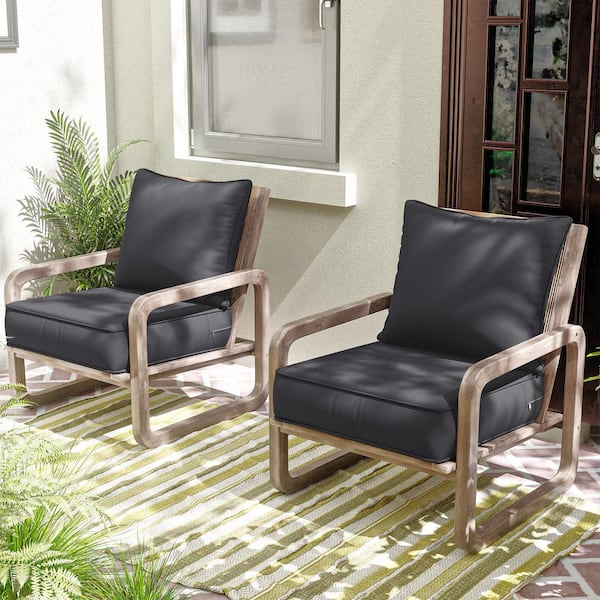 24 in. x 24 in. x 5 in. Square Outdoor Deep Seating Cushion Set Seat and Back Cushion for Chair and Sofa Grey
